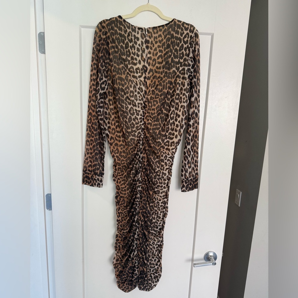 Ganni Leopard Print Long Sleeve Dress - Picture 3 of 7